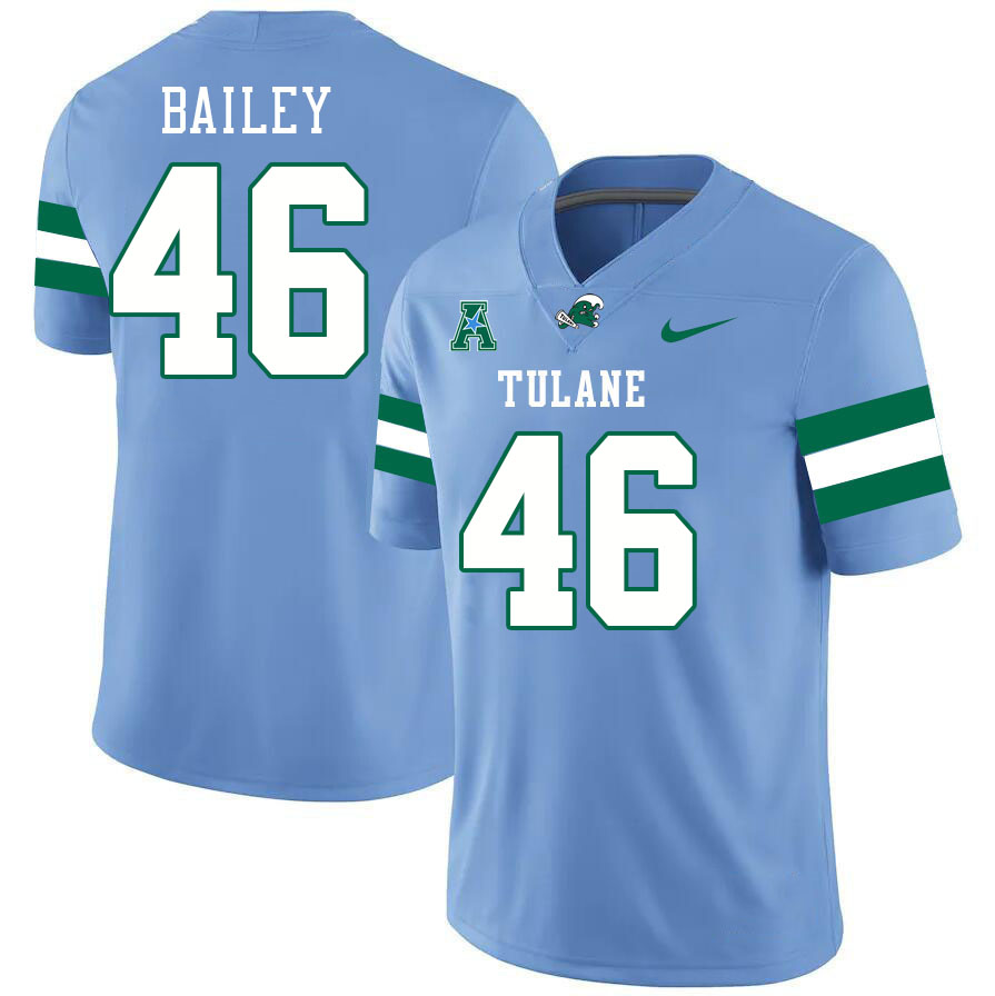 Tulane Green Wave #46 Chadwick Bailey College Football Jerseys Stitched Sale-Blue